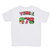 Tonga 676 - Floral Jersey with Black Border (front/back) *KIDS SHORT SLEEVE*