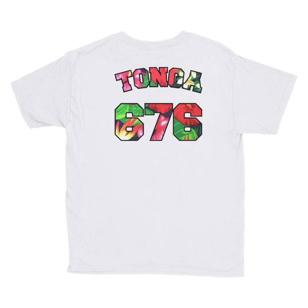 Tonga 676 - Floral Jersey with Black Border (front/back) *KIDS SHORT SLEEVE*