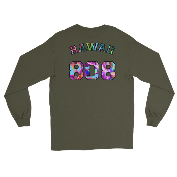 Hawaii 808 - Floral Jersey with Black Border (front/back) *ADULT LONG SLEEVE*