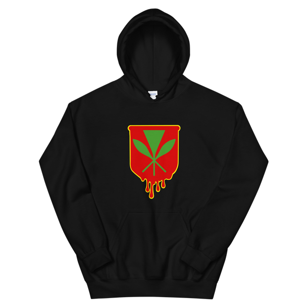 Kanaka Maoli Crest - Red with Yellow Border *ADULT HOODIE*