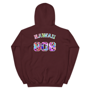 Hawaii 808 - Floral Jersey with White Border (front/back) *ADULT HOODIE*