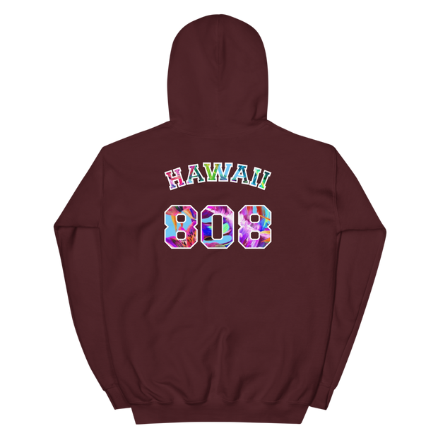 Hawaii 808 - Floral Jersey with White Border (front/back) *ADULT HOODIE*