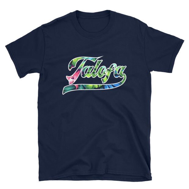 Talofa Script ~ Floral with White Border *ADULT SHORT SLEEVE*