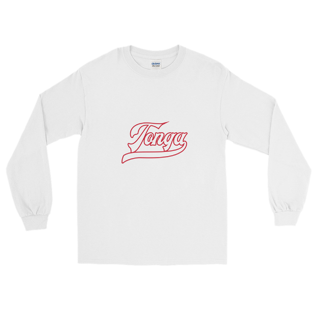 Tonga Script ~ White with Red Border *ADULT LONG SLEEVE*