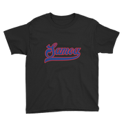 Samoa Script ~ Blue with Red Border *KIDS SHORT SLEEVE*