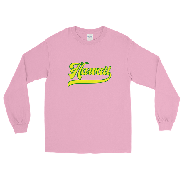 Hawaii Script ~ Yellow with Green Border *ADULT LONG SLEEVE*