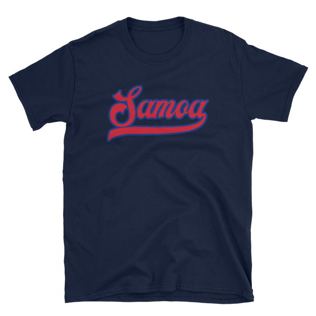 Samoa Script ~ Red with Blue Border *ADULT SHORT SLEEVE*