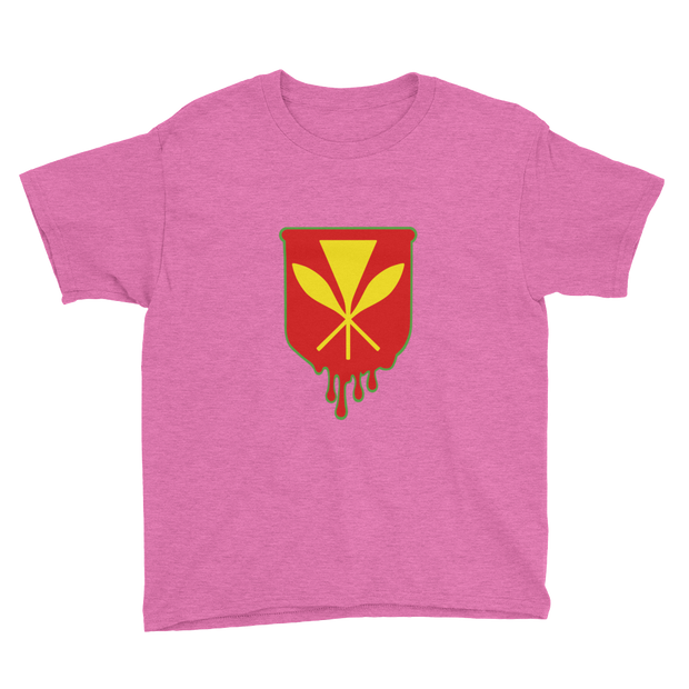 Kanaka Maoli Crest - Red with Green Border *KIDS SHORT SLEEVE*