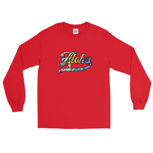 Aloha Script ~ Floral with Black Border *ADULT LONG SLEEVE*