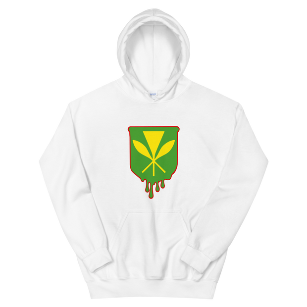 Kanaka Maoli Crest - Green with Red Border *ADULT HOODIE*