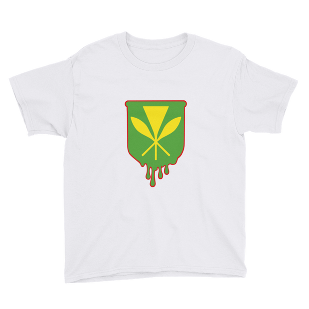 Kanaka Maoli Crest - Green with Red Border *KIDS SHORT SLEEVE*