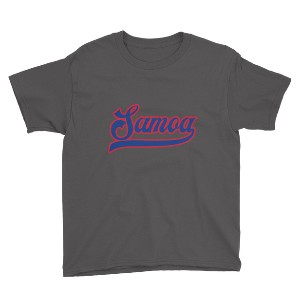 Samoa Script ~ Blue with Red Border *KIDS SHORT SLEEVE*