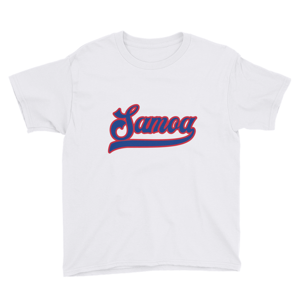 Samoa Script ~ Blue with Red Border *KIDS SHORT SLEEVE*