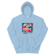 POLY HAIR, Don't Care - Black Border *ADULT HOODIE*