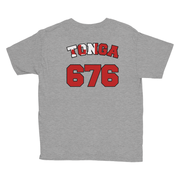 Tonga 676 - Flag with Black Border (front/back) *KIDS SHORT SLEEVE*