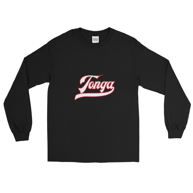 Tonga Script ~ White with Red Border *ADULT LONG SLEEVE*