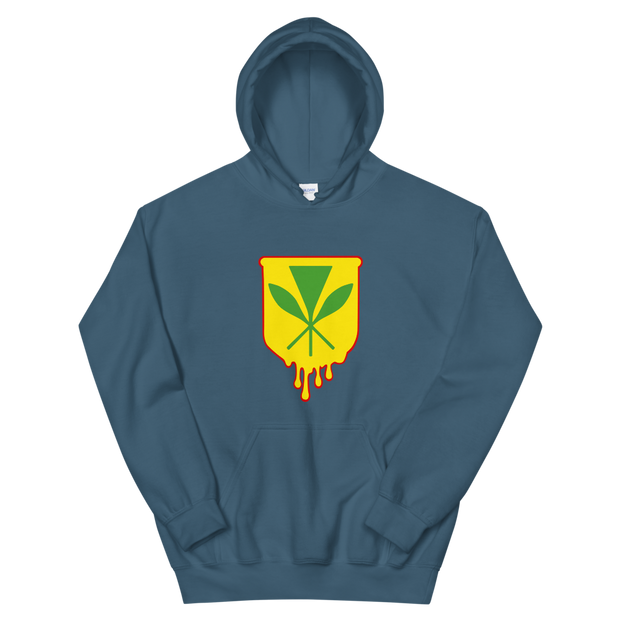 Kanaka Maoli Crest - Yellow with Red Border *ADULT HOODIE*