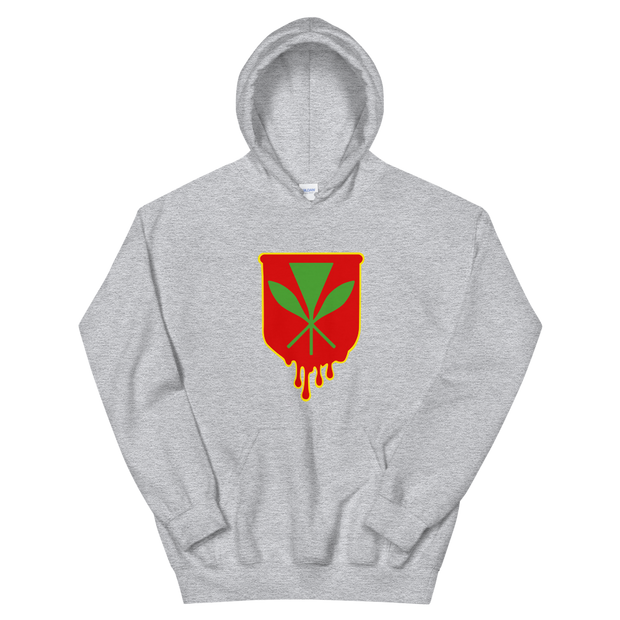 Kanaka Maoli Crest - Red with Yellow Border *ADULT HOODIE*