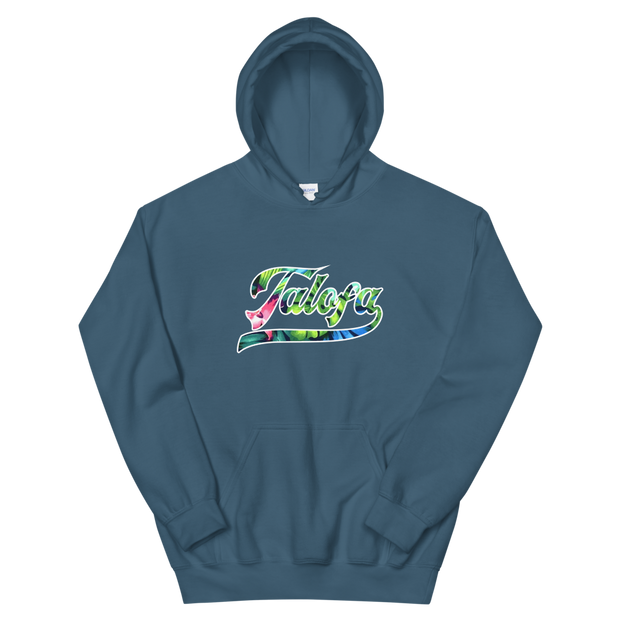 Talofa Script ~ Floral with White Border *ADULT HOODIE*