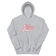 Tonga Script ~ White with Red Border *ADULT HOODIE*