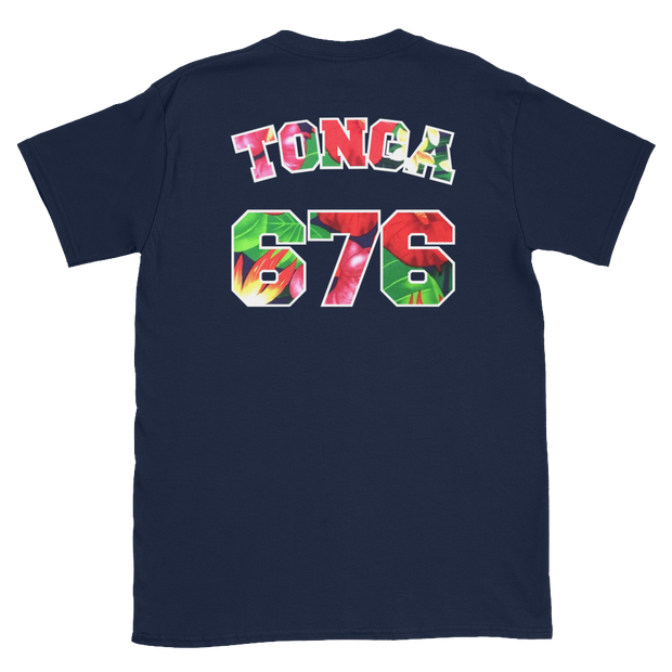 Tonga 676 - Floral Jersey with White Border (front/back) *ADULT SHORT SLEEVE*