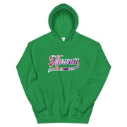 Hawaii Script ~ Floral with White Border *ADULT HOODIE*