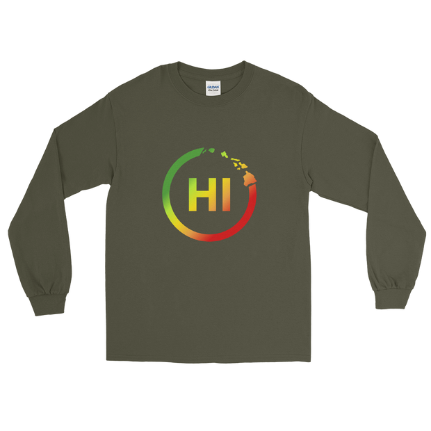 Hawaiian Islands Rings - HI - Kanaka Maoli color fade *ADULT LONG SLEEVE*