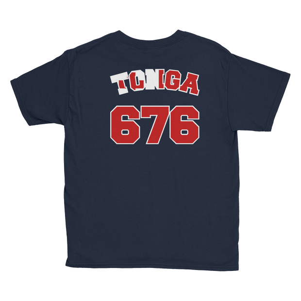 Tonga 676 - Flag with White Border (front/back) *KIDS SHORT SLEEVE*