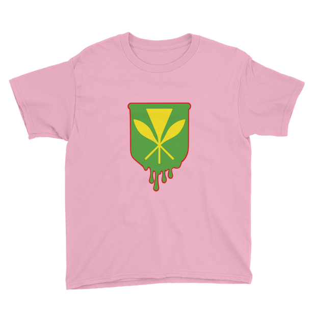 Kanaka Maoli Crest - Green with Red Border *KIDS SHORT SLEEVE*