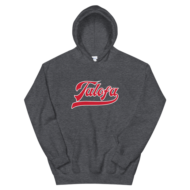 Talofa Script ~ Red with White Border *ADULT HOODIE*