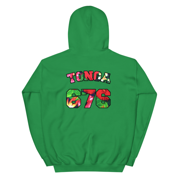 Tonga 676 - Floral Jersey with Black Border (front/back) *ADULT HOODIE*