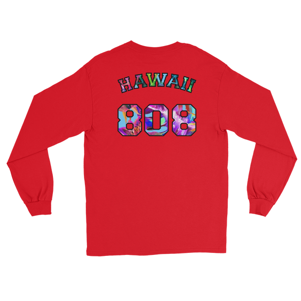 Hawaii 808 - Floral Jersey with Black Border (front/back) *ADULT LONG SLEEVE*