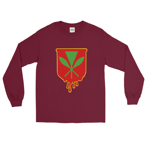 Kanaka Maoli Crest - Red with Yellow Border *ADULT LONG SLEEVE*