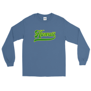 Hawaii Script ~ Green with Yellow Border *ADULT LONG SLEEVE*