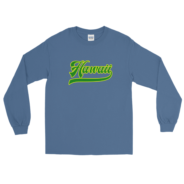 Hawaii Script ~ Green with Yellow Border *ADULT LONG SLEEVE*