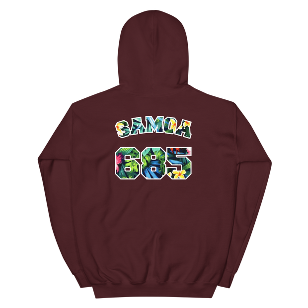 Samoa 685 - Floral Jersey with White Border (front/back) *ADULT HOODIE*