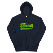 Hawaii Script ~ Green with Yellow Border *ADULT HOODIE*