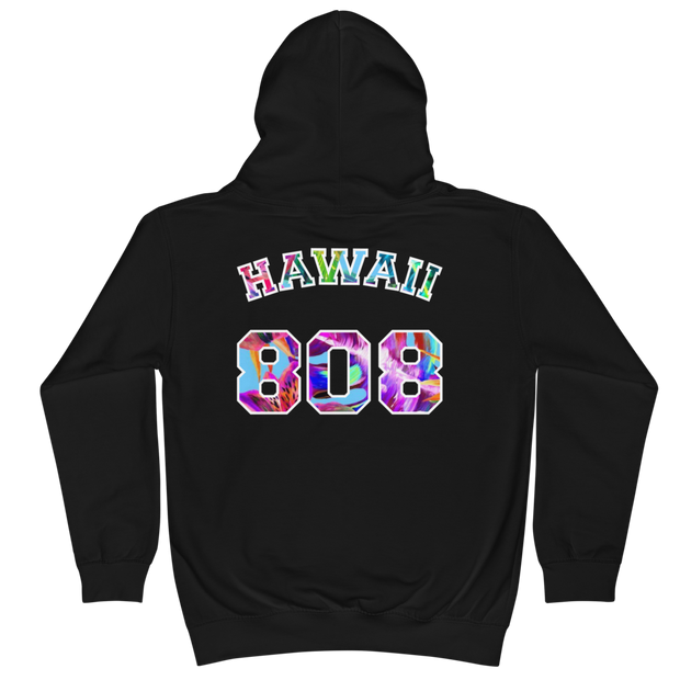 Hawaii 808 - Floral Jersey with White Border (front/back) *KIDS HOODIE*