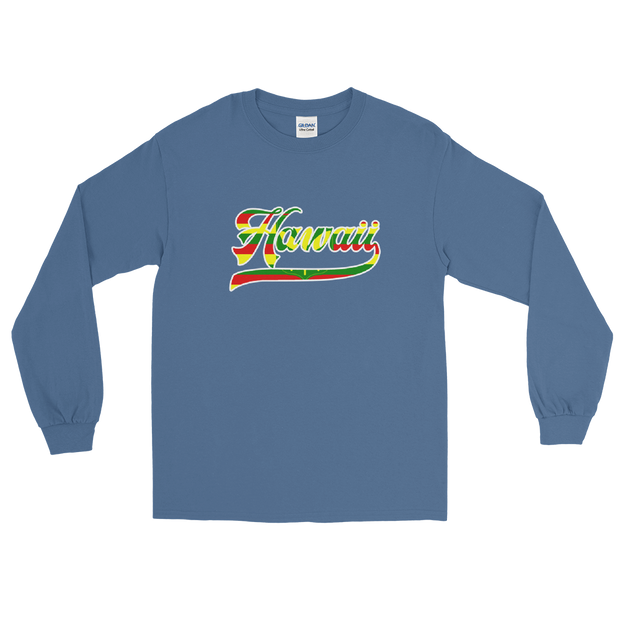 Hawaii Script ~ Flag with White Border *ADULT LONG SLEEVE*