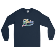 Aloha Script ~ Floral with White Border *ADULT LONG SLEEVE*