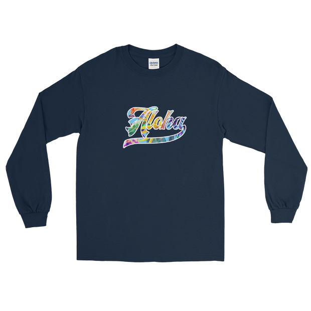 Aloha Script ~ Floral with White Border *ADULT LONG SLEEVE*