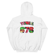 Tonga 676 - Floral Jersey with Black Border (front/back) *ADULT HOODIE*