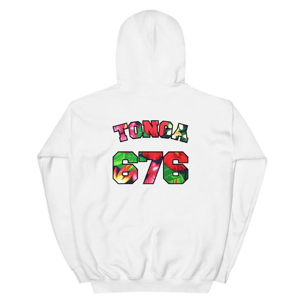 Tonga 676 - Floral Jersey with Black Border (front/back) *ADULT HOODIE*