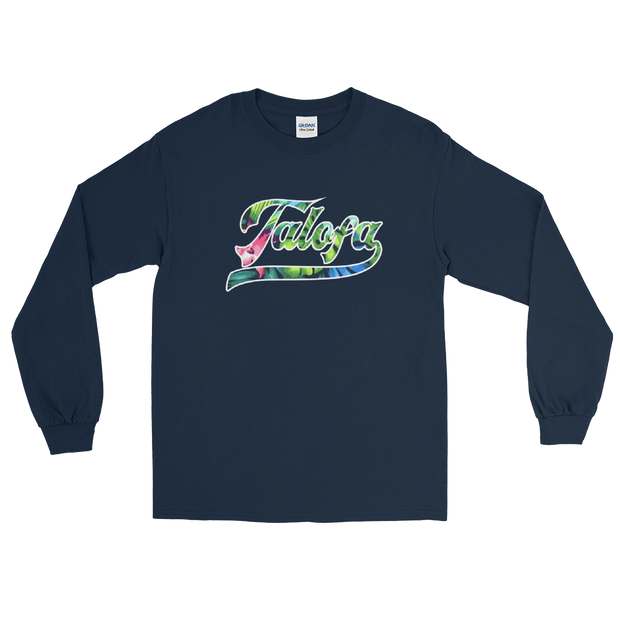 Talofa Script ~ Floral with White Border *ADULT LONG SLEEVE*