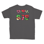 Tonga 676 - Floral Jersey with Black Border (front/back) *KIDS SHORT SLEEVE*