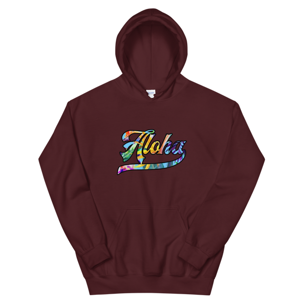 Aloha Script ~ Floral with Black Border *ADULT HOODIE*