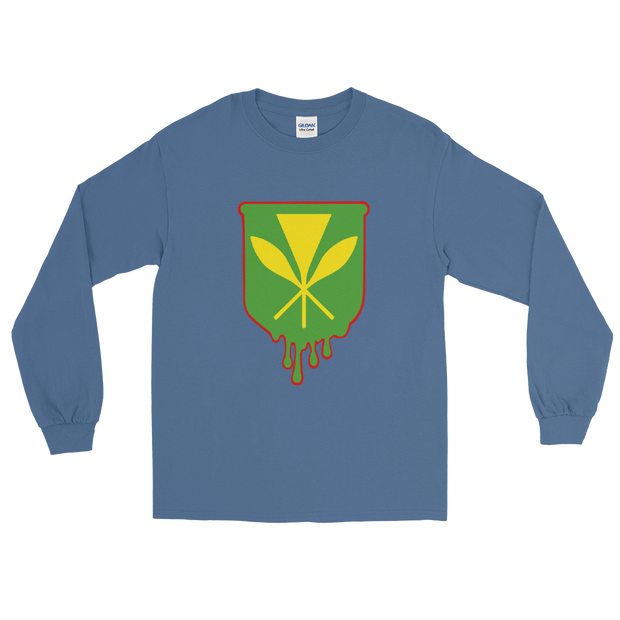 Kanaka Maoli Crest - Green with Red Border *ADULT LONG SLEEVE*