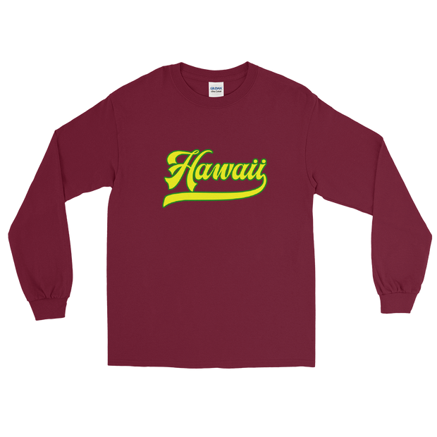 Hawaii Script ~ Yellow with Green Border *ADULT LONG SLEEVE*