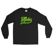 Aloha Script ~ Green with Yellow Border *ADULT LONG SLEEVE*