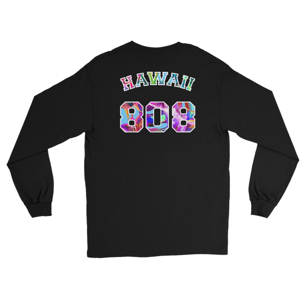 Hawaii 808 - Floral Jersey with White Border (front/back) *ADULT LONG SLEEVE*